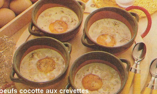 Oeufs cocotte aux crevettes