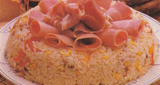 Timbale de riz aux deux jambons